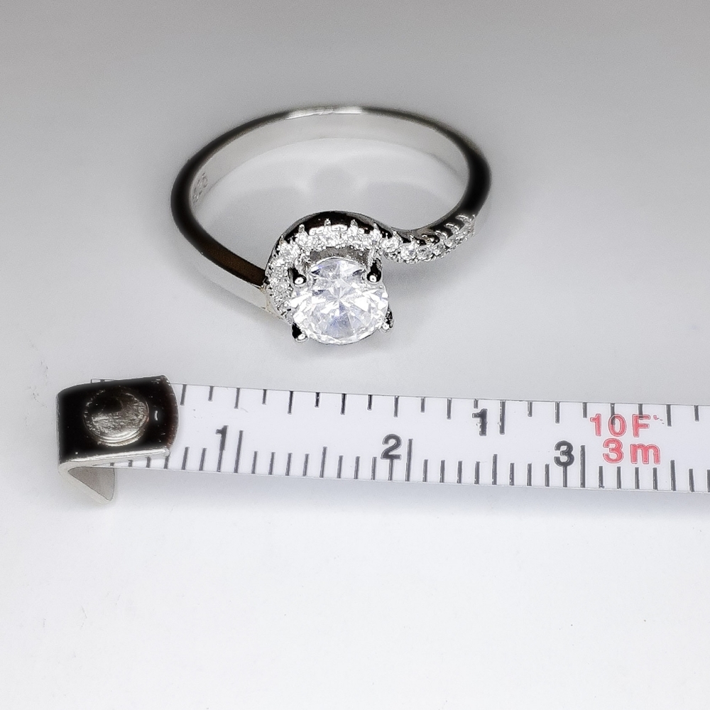 🎀925 Silver White Sapphire Spiral Ring - Picture 5 of 7